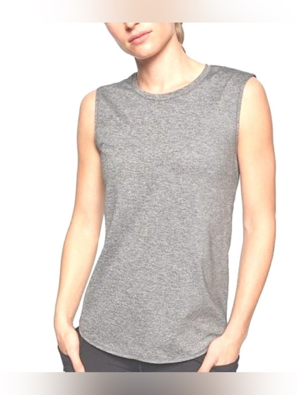 ATHLETA Women’s Sleeveless SUNLOVER  Heathered Gray Tank Top Size M UPF protect
